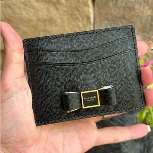 Authentic Kate Spade Black leather Card Holder with Bow Accent